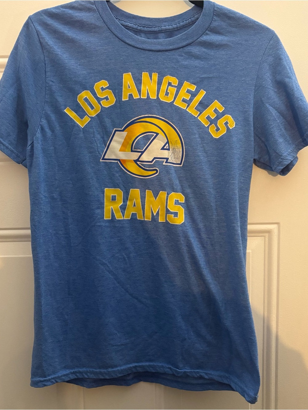 LA Rams Heather Blue Graphic Tee with White Print